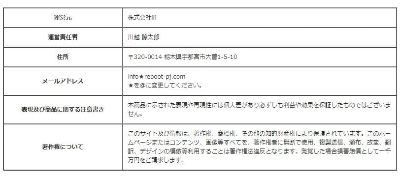 特定商取引法に基づく表記の画像""
